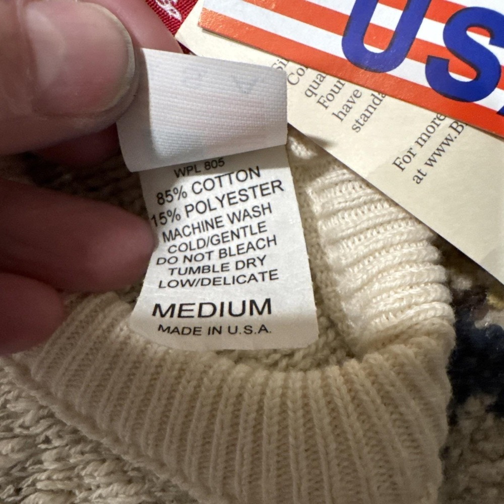 VTG Binghamton Knitting‎ Co. Cream Tan Knit Sweater Mens Sz M Crewneck USA - Picture 8 of 11
